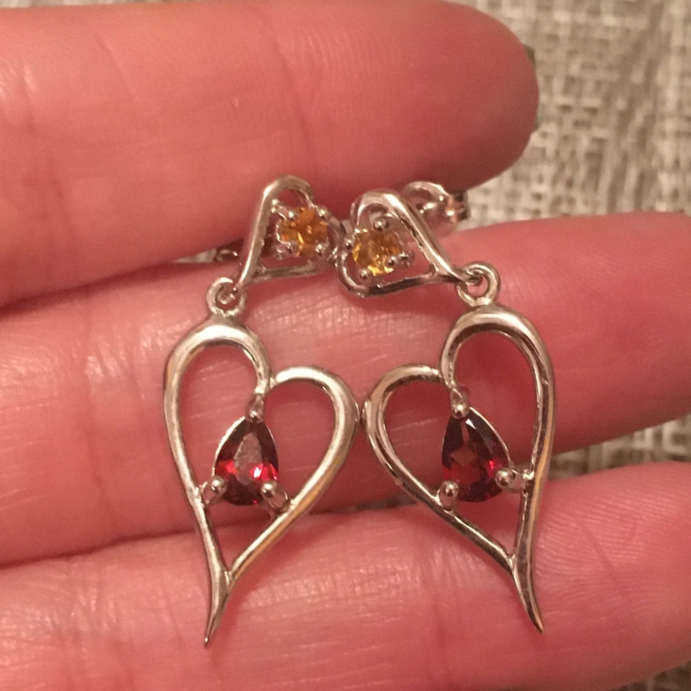 Double Heart Dangle Earrings